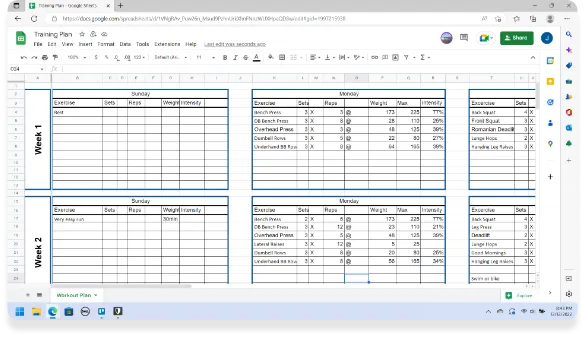 Google calendar workout schedule